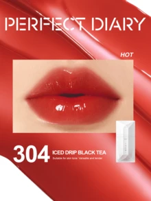PERFECT DIARY EXTRAIT DE THÉ BRILLANT BRILLANT TEINTURE À LÈVRES 304 ICED DRIP BLACK TEA - Rouge à lèvres liquide hydratant, longue tenue, non-estompant avec un éclat transparent, maquillage quotidien pour femmes, maquillage de marque, accessoires de maquillage parfaits pour un look impeccable - 304 THÉ NOIR GLACÉ - Voir 11