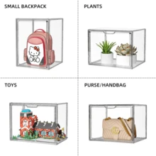 1 Pack Clear Bookshelf Book Organizer, Plastic Stackable Book Display Box With Magnetic Doors, Acrylic Display Case For Toys, Bags, Shoes And Wallets - Clear - View 4