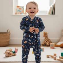 4-Piece Baby Suede Animal Romper Kit With Zipper For Boys And Girls - Blue - View 3