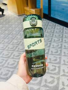 1 pieza Botella de agua portátil de plástico de 650ml, botella de agua deportiva moderna y transparente para exteriores, útiles escolares