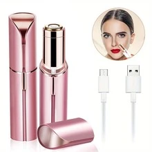 Máy tẩy lông mặt mini dành cho nữ, máy cạo râu cầm tay, máy tỉa lông vùng bikini, thích hợp cho môi, cằm, nách, lông tơ, ngón tay, cổ, má, sạc USB (Vàng và Trắng) - Nhiều màu - Xem 14