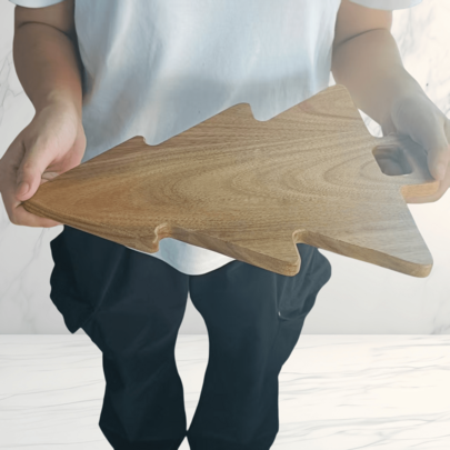 Holz-Schneidebrett, multifunktionales extra hartes und dickes Hackbrett mit Saftrinne, Käsebrett, Griff hinten, Küchenutensilie, unverzichtbar für Apartment, Studentenwohnheim