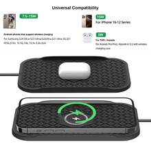 Bonola 15W车载无线充电器硅胶垫，兼容/安卓手机，15W无线快充，感应式无线充电器，配备0.8米Type-C接口数据线 - 黑色 - 查看 4