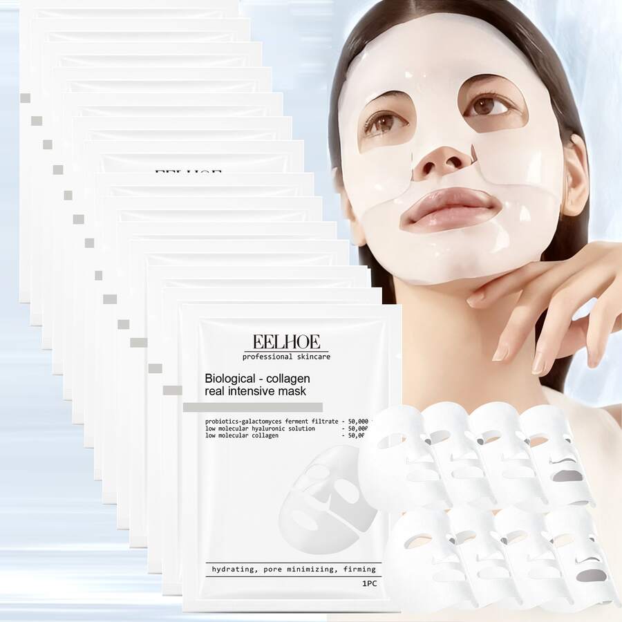 EELHOE 12-Pack Deep Collagen Overnight Face Masks, Hydrating & Firming Formula, Hypoallergenic Paraben-Free Alcohol-Free Fragrance-Free, Radiance Boosting Moisturizing For All Light Beige Skin Types, Korean Skincare Routine - White - View 1