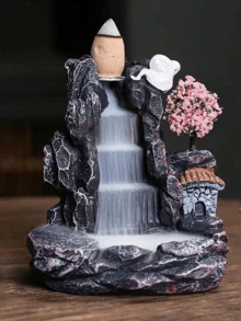 1pc Artificial Waterfall Incense Burner | Elegant Waterfall Incense Holder | For Air Purification | ABS Resin Craft | Home Decor | Tabletop Incense Burner, Kitchen, Dining Table (No Electric, No Incense Included) - Multicolor - View 9
