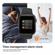 1 件多功能电子智能手表，配备 1.44 英寸触摸屏、硅胶表带、适用于 Android 和 IOS，具有各种运动模式、相机控制、社交应用通知、心率和睡眠监测以及蓝牙 - 黑色 - 查看 4
