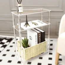 Acrylic Narrow Edge Table Suitable For Small Spaces, Slim Nightstand/Bedroom Side Table Applicable For Kitchen, Living Room, Bedroom, Suitable For All Seasons