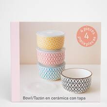 Set De 4 Bowl Tazón Sopero De Cerámica Vintage Tipo Talavera - Negro - Ver 3