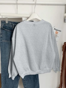 Sudadera para mujer estampado cereza pequeña tierno femenino cuello redondo y puños estampado  calientita para el frio invierno otoño primavera - Gris - Ver 2