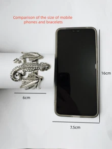 2pcs/Set Punk Style Metal Material Plus Size Open Bangle & Open Ring Jewelry Set, Vintage Distressed Finish For Women - Set - View 3