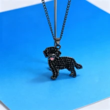 Creative Cute Black Golden Retriever Alloy Pendant Necklace - Adorable Pet-Themed Jewelry. Ideal For Daily Wear, Campus Life, Travel, Parties & Gatherings. Perfect Birthday, Holiday & Anniversary Gift For Family, Friends & Lover