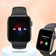 1 件多功能电子智能手表，配备 1.44 英寸触摸屏、硅胶表带、适用于 Android 和 IOS，具有各种运动模式、相机控制、社交应用通知、心率和睡眠监测以及蓝牙 - 黑色 - 查看 1