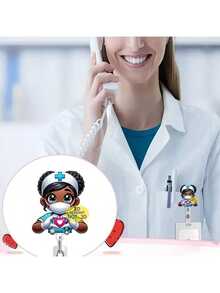 1 pieza Portacarnet retráctil de enfermera con clip para identificación, para etiqueta de nombre de enfermera, anatomía, enfermería, médico, RN, LPN, asistente médico, gancho de presión de color aleatorio