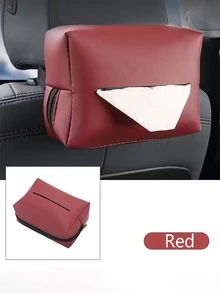 优质 PU 皮革汽车纸巾盒、多功能汽车收纳盒、创意汽车扶手收纳架、安装式纸巾架 - 时尚黑色悬挂设计、易于使用和整理、便携式汽车配件、车辆配件 - 彩色 - 查看 11