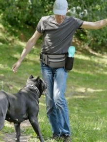 Bolsa para perro con dispensador de bolsas para excremento incorporado, bolsa para premios para entrenamiento 2 en 1, bolsa de entrenamiento para perros, portabotellas de agua, cinturón de cintura con manos libres para clase de cachorros - Artículos para mascotas - Bolsa de entrenamiento