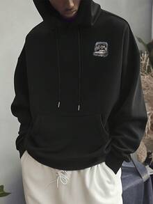 Men's Comfortable Hoodie Featuring Cartoon Lowrider And Gang Graphic,Perfect Streetwear Pullover With Adjustable Drawstring Hood - màu đen - Xem 3
