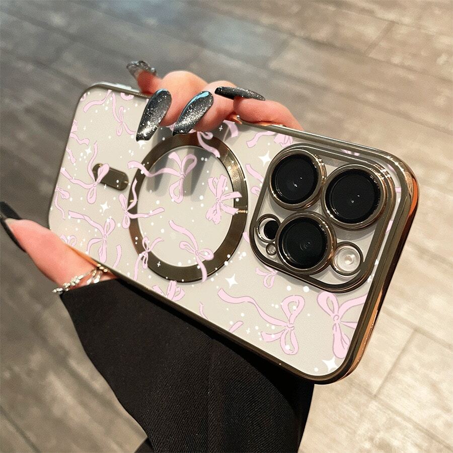 Teléfono con lente magnética y baño de oro rosa, compatible con carga inalámbrica magnética y compatible con phone 16 Pro Max, 16, 15 Pro, 14, 14 Plus/14 Pro Max, 13, 13 Pro, 12 Pro, 11/11 Pro y la serie Pro. ¡Un regalo perfecto para amigos, cumpleaños y fiestas! - Dorado - Ver 1