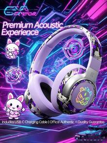 [Halloween Gifts]Wireless Headphones With Headphone Stereo 5.3 Wireless Chip Lightweight Folding Design, Gaming Headphones Stereo, Music And Sports Headphones, Push Button Volume Control, Mobile Phone Compatible, 3.5mm Plug, Type-C Charging Suitable For Gift Giving/Halloween/Christmas