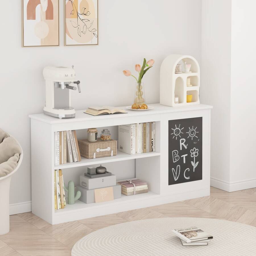 3-In-1 Kids Bookshelf And Toy Storage Cabinet With Chalkboard 2 Tier Wooden Bookshelf With Storage Cabinets For Living Room, Home Office, Library Modern White Organizer For Playroom - 3-in-1 Kids Bookshelf White - View 1