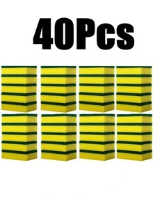 10/20/30/40/50pcs Dishwashing Sponge, Scouring Pad, Dishwashing Cloth, Kitchen Cleaning, Bowl Brushing, Pot Brushing, Magic Wiping, Household High - Green Yellow - View 11