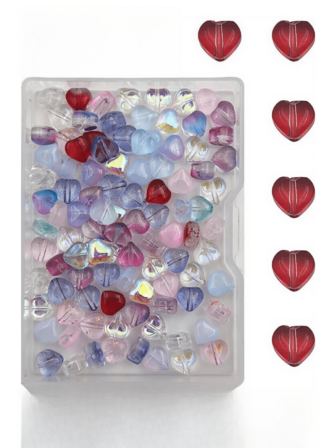 100pcs 6-8mm Heart-Shaped Crystal Glass Spacer Beads, For Jewelry Making Bracelets Necklaces