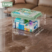1pc Dual Layer Transparent PVC Pill Box - Convenient Medication Storage Box, Suitable For Home & Travel, No Power Needed, Lightweight & Portable, Matte Surface, Can Be Placed On Tabletop, Independent Design, Capacity Less Than 3.2 Cubic Feet, Max Height 27 Inches, Waterproof, Flip-Top Closure, Multi-Purpose Storage Box