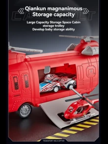3-12 Years Old Kids Transformable Helicopter Transport Model, Multi-Functional Track Launcher, Rich Accessories, Dual Transformation, Durable, Suitable As Toy Gift, Christmas Gift (Some Accessories Random) - Multicolor - View 6