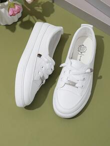 Casual Style White Outdoor Sports Shoes For Women, Spring & Autumn, Round Toe, All-Match Sneakers For Women - White - View 1