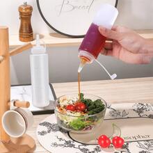 1pc Squeeze Sauce Bottle Tomato Salad Dressing Plastic Pointed Squeeze Seasoning Bottle, With Leak Proof Lid And Scale Line. Plastic Seasoning Squeeze Bottle For Tomato Sauce, Mustard, Oil, Salad, Etc - White - View 6