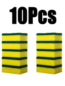 10/20/30/40/50pcs Dishwashing Sponge, Scouring Pad, Dishwashing Cloth, Kitchen Cleaning, Bowl Brushing, Pot Brushing, Magic Wiping, Household High - Green Yellow - View 9