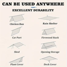 1pc Transparent Polyethylene Tarp With Grommets | 6-Layer White Edge Binding & 4 Reinforced Corners | 50cm Grommet Spacing + 5m Rope Included - Waterproof Cover For Gazebos, Chicken Coops, Porches, Balconies, Patios, Garden Plants & Camping (Clear)