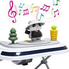 Joykoo Andadera para Bebé Mecedora Panda Musical Bastón Dirigible Alturas Ajustables Plegable Tapete Brincolín - Gris - Ver 7