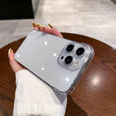 DECOPHONE Funda transparente para teléfono con sensación de metal desnudo, adecuada para iPhone 14/15/16/13/12/11 Pro y Plus y Pro Max, cubierta protectora clara y delgada contra caídas.