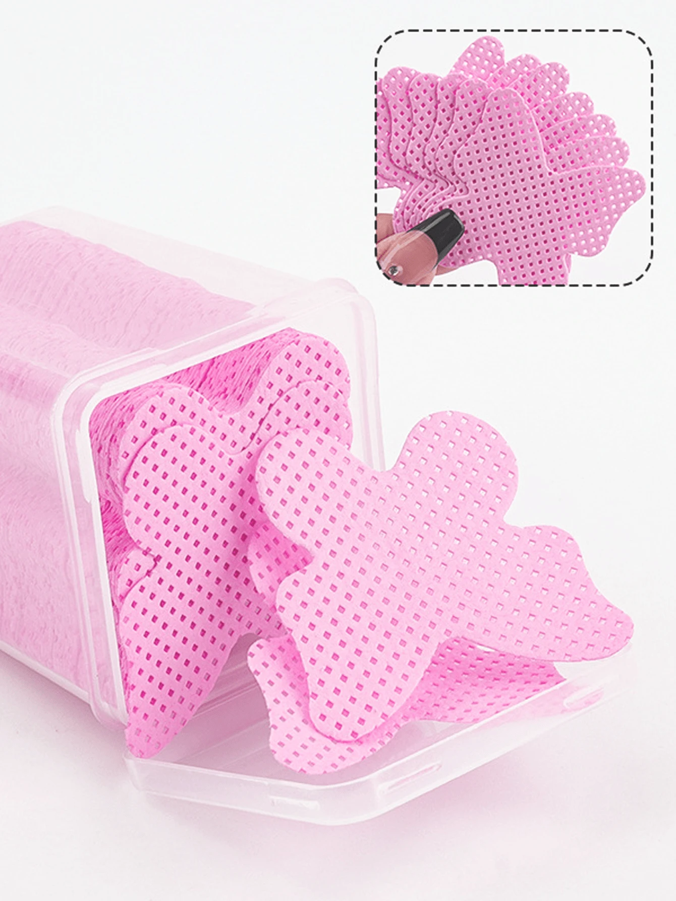 2000/1000/200片装指甲清洁湿巾 - 专业无绒指甲油卸除棉片，UV凝胶清洁纸巾，无香型美甲准备和完成清洁工具（粉色蝴蝶形） 指甲用品 指甲贴 - 粉色 - 查看 1