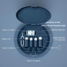 Caja organizadora de cables de datos multifunción 5 en 1, cable de datos de carga rápida - Negro - Ver 1