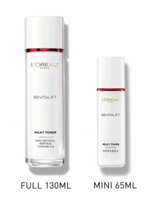 L’Oreal Paris 巴黎欧莱雅复颜抗皱保湿爽肤水，65/130毫升，蕴含视黄醇和维生素CG，温和配方，适合敏感肌肤，富含抗氧化成分和舒缓成分，不含色素、防腐剂和矿物油，是日常护理的理想之选。 - 視黃醇精粹乳柔膚水 - 查看 4