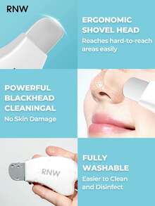 RNW 皮肤磨砂器面部刮刀皮肤刮刀毛孔清洁器黑头去除工具面部深层清洁护肤工具男女适用 - 白色 - 查看 6