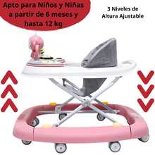 Joykoo Andadera para Bebé Mecedora Mono Musical Bastón Dirigible Alturas Ajustables Plegable Tapete Brincolín - Rosa - Ver 4