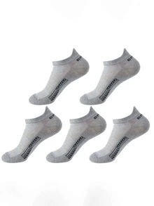 5 Pairs (Random Color) Men's Thin Mesh Breathable Ankle Socks, Summer Sports Socks, Moisture Wicking & Odor Resistant Short Crew Socks For Men - Multicolor - View 6