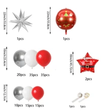 136pcs Christmas Balloon Arch Garland Kit, Christmas Party Supplies With 10/5-Inch Red, Silver And White Balloons, Santa Claus, Christmas Light Bulb Aluminum Foil Balloons, For Birthday, Baby Bath, Reunion Party And Christmas Decorations - 136pcs Red, Silver and White - View 3