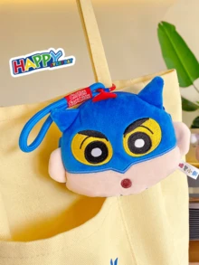 Crayon Shin-Chan Superhero Themed Plush Storage Pouch - Adorable Cartoon Design With Soft Fabric & Zipper Closure, Perfect For Kids & Anime Fans, Ideal For Storing Small Items, Keys, & Cosmetics, A Must-Have Accessory For Daily Use & Travel