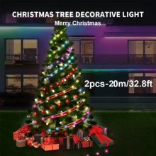 Smart Fairy String Lights, 16.4/33/66 Ft Color Changing Christmas Tree Decorative Lights, Music Synchronization, APP Control And Remote Control, Suitable For Indoor, Outdoor, Halloween, Christmas, Holiday Party Decorations, More Discounts For Multiple Pieces - 皮革燈串 - 查看 17