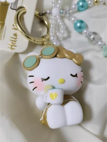Sanrio Hello Kitty Golden Vacation Series Charm Bracelet Keychain, Stylish & Elegant Design with Pearl Beads & Star Charms, Perfect for Adding a Touch of Luxury to Your Daily Bag or Keys, Ideal Gift for Girls, Teens, and Women Women Love Kawaii Trinkets & Vibesions, - 凱蒂貓 - 查看 9
