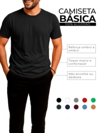 Men's Basic 100% Cotton T-Shirt With Shoulder-To-Shoulder Reinforcement, Plain, Casual Fit - 黑色 - 查看 3