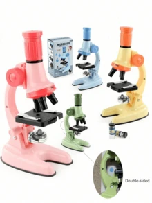 1pc Kids Microscope Kit Science Lab Toys,LED 100-1200X Biological Microscope Home School Educational Toys Children Optical Instruments - Multicolor - View 8