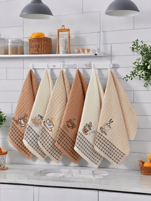 6pcs/Premium Dishcloth Set, Super Absorbent Kitchen Towel Set, Reusable Household Kitchen Cleaning Rags, Large-Size Microfiber Striped Kitchen Towels, Christmas Ornament Kitchen Towels, Dish Drying Towels, Chinese-Style Kitchen Towels