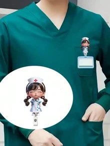 2D 平面壓克力護理師女孩識別證套 - 可伸縮識別證夾，適用於醫學生和護理師 - PMMA 材質職場識別證，醫療識別證夾 | 趣味設計 | 壓克力護理師配件 開學教師禮物 - 彩色 - 查看 6