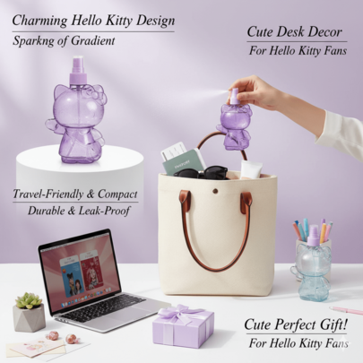 Sanrio Sanrio Hello Kitty Kuromi rosa und lila Pumpflasche, Shampoo-Badebehälter, Parfümzerstäuber, 360 ml Einzelflasche