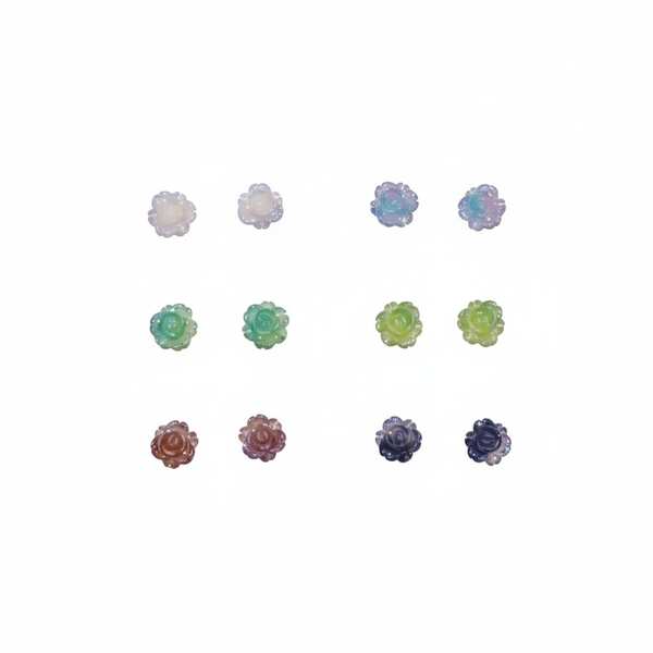 6 Pairs Women Floral Stud Earrings, Elegant & Cute, Suitable For Daily Wear, Gifts For Mother's Day, Valentine's Day