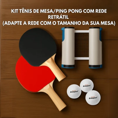 Kit 2 Raquete Com Rede Retrátil 3 Bolinha Tênis De Mesa Ping Pong Profissional Adapte a Rede Na Mesa